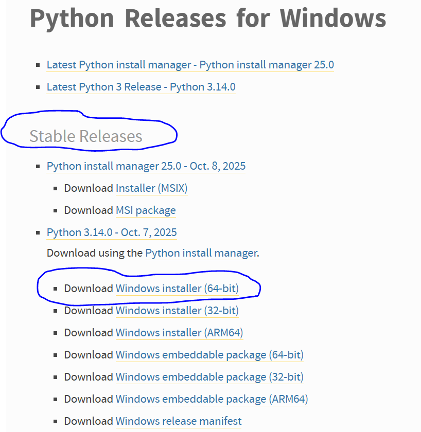 python-installer-download-page